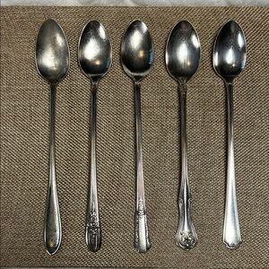 Assorted Dessert/Iced Tea Spoon Set - Polished Stainless Look, Set of 5